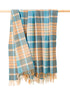 John Hanly Large Lambswool Throw Blue Orange Plaid