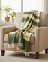 John Hanly Large Lambswool Throw | Green Stripe