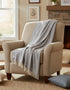 Merino Wool Cashmere Throw Pale Grey & Cream Herringbone