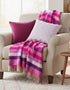 Merino Wool Cashmere Throw Pink Mauve Purple Diamond Weave