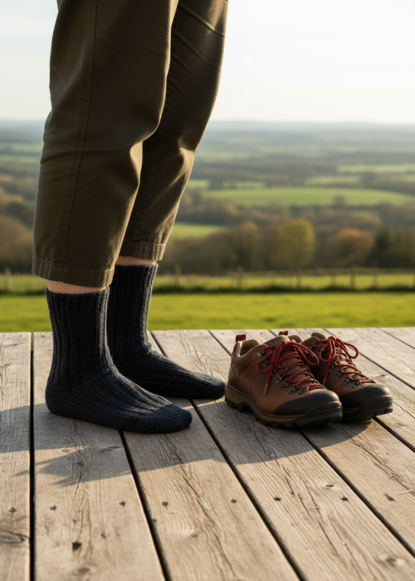 Navy Irish Wool Neppy Socks
