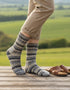 Men's Soft Merino Wool Fair Isle Socks  | Grey Charcoal Ecru