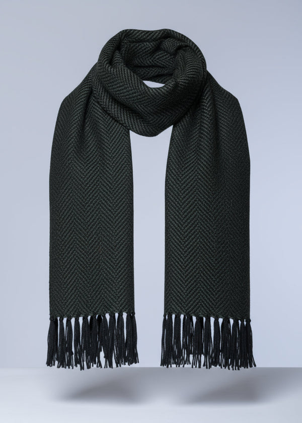 Mucros Alpaca Scarf | Green Herringbone