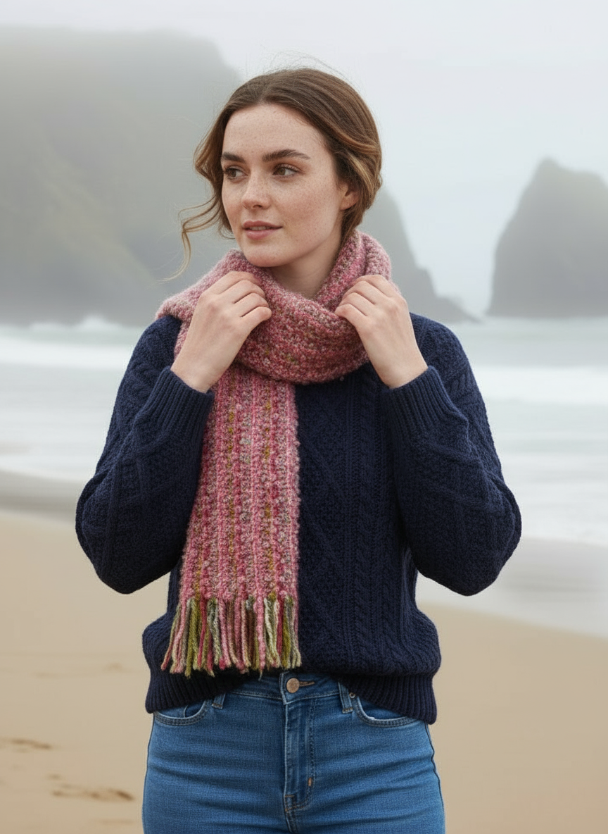 Mucros Mohair Scarf | Pink Mix