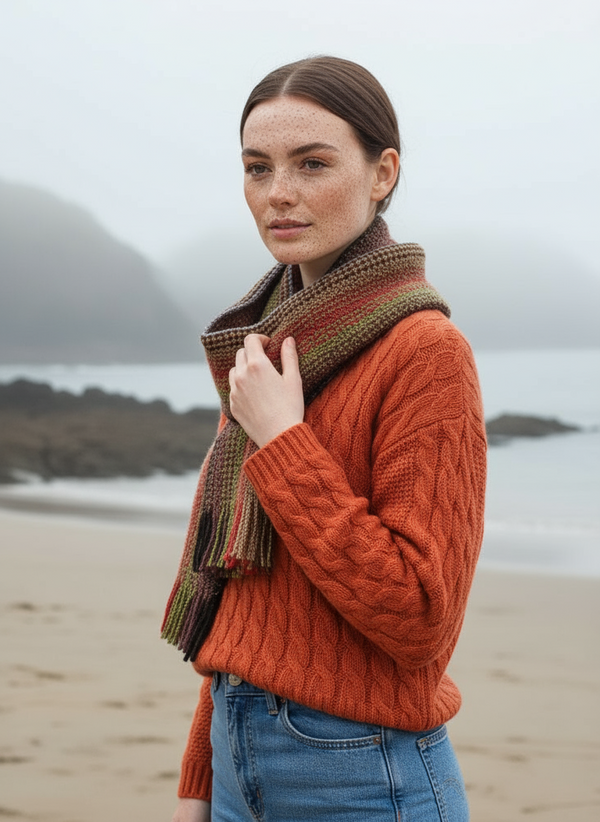 Mucros Skellig Scarf | Red Brown Mix