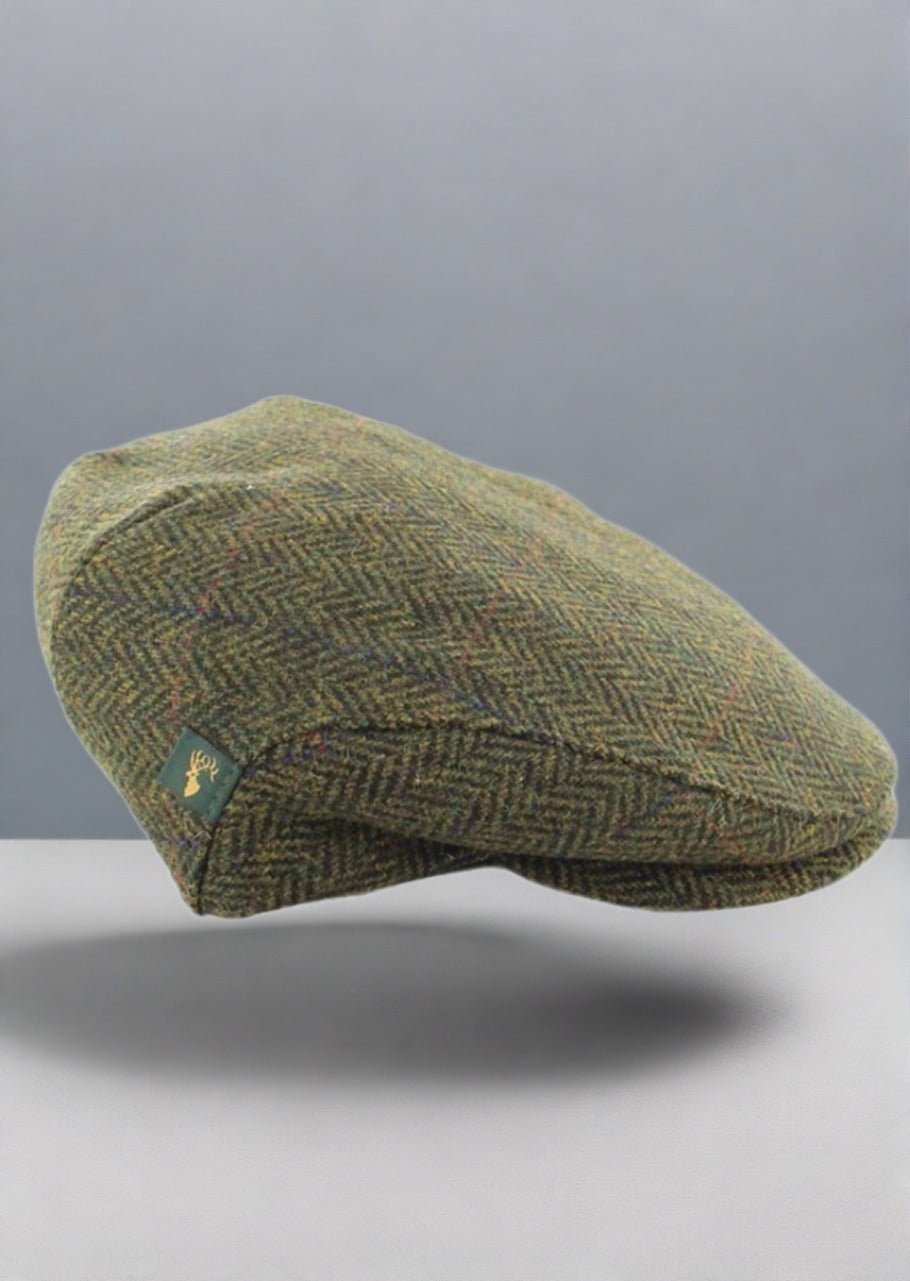 Mucros Weavers Green Herringbone Flat Cap