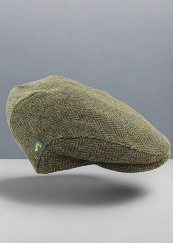 Mucros Weavers Green Herringbone Flat Cap