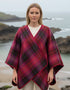 Mucros Tweed Poncho Wrap Pink Check | 100% Wool