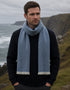 Écharpe Mucros en laine Donegal à chevrons bleus | Écharpe irlandaise de luxe pour homme