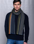 Mucros Donegal Wool Scarf - Premium Irish Made Scarf with Orange Stripe
