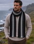 Écharpe Mucros en laine Donegal | Fabrication irlandaise haut de gamme | Noir anthracite
