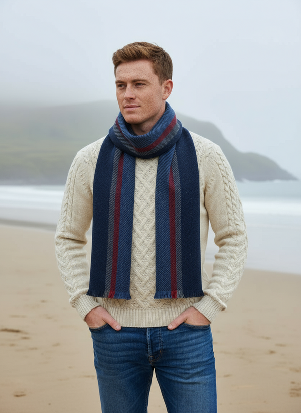 Mucros Donegal Scarf | Red Stripe