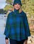 Mucros Poncho | Green Blue Check