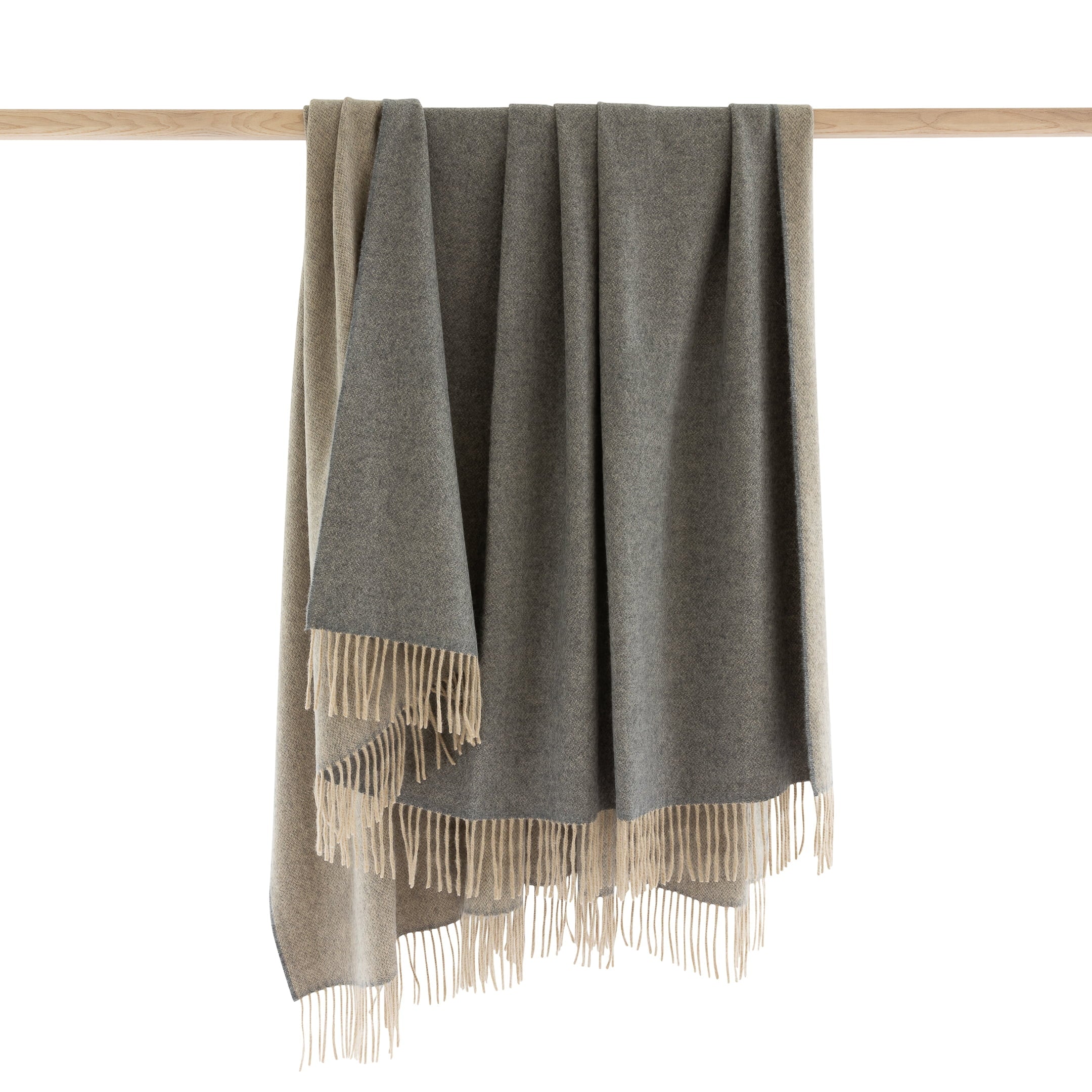 John Hanly Wool Angora Throw | Grey Beige