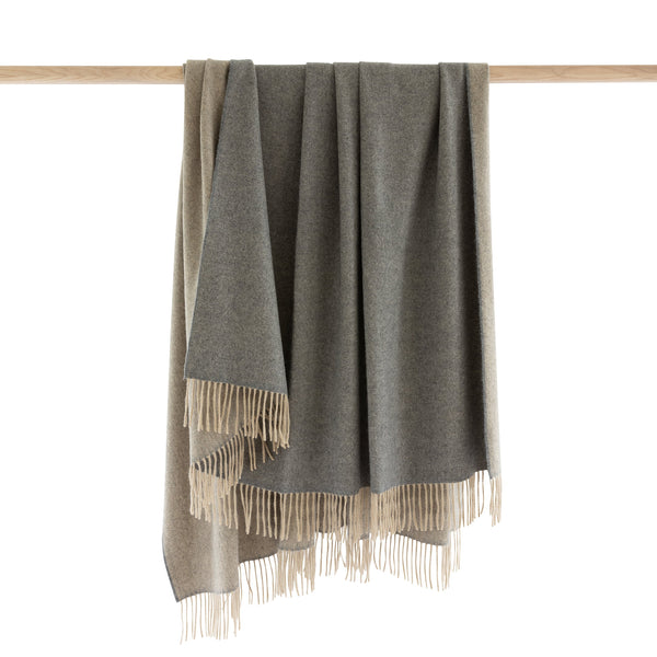 John Hanly Wool Angora Throw | Grey Beige
