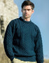 Inis Mor Aran Sweater | Navy Green Mix