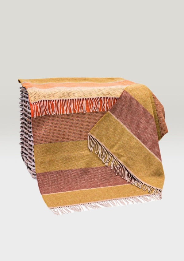 John Hanly Cashmere Merino Throw - Mustard Stripe