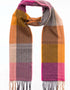 John Hanly Merino Scarf | Pink Mustard Sand Block Check
