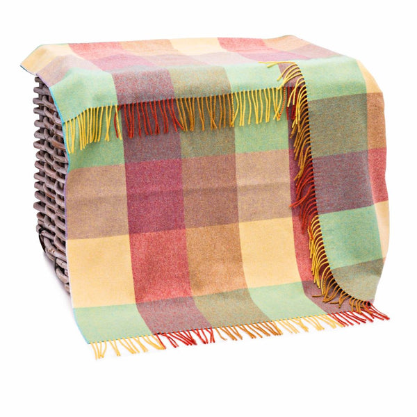 John Hanly Check Lambswool Throw Blanket