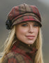 Ladies Mucros Newsboy Cap | Red Check Tweed