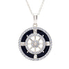 Sterling Silver Blue Enamel Compass Necklace