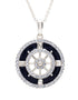 Sterling Silver Blue Enamel Compass Necklace