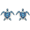 Stud Turtle Earrings With Blue Swarovski® Crystals