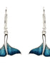 Sterling Silver Blue Enamel Whale Tail Earrings