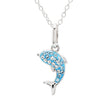 Sterling Silver Aqua Crystal Dolphin Mini Necklace