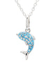 Sterling Silver Aqua Crystal Dolphin Mini Necklace