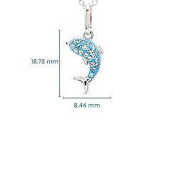 Sterling Silver Aqua Crystal Dolphin Mini Necklace
