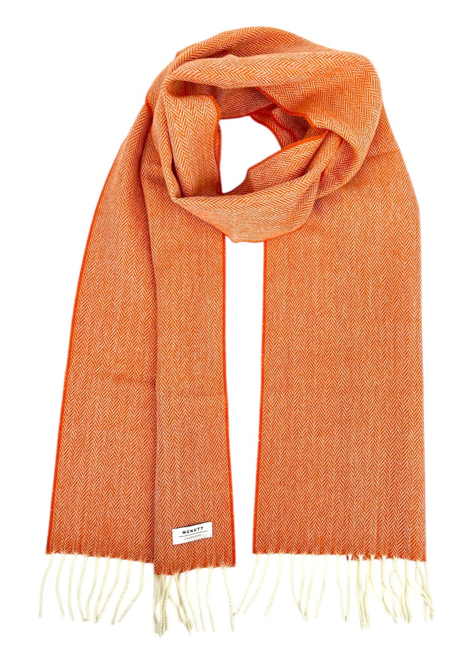 McNutt Lambswool Scarf | Orange Herringbone