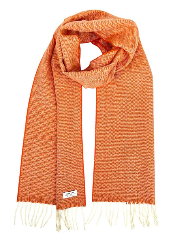 McNutt Lambswool Scarf | Orange Herringbone