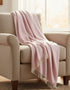 Oversize Merino Wool Cashmere Throw Baby Pink Herringbone