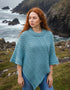 Aran Merino Wool Cowl Poncho | Aqua - Clearance