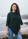Aran Merino Wool Cowl Poncho | Green