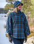 Mucros Poncho | Navy Blue Check