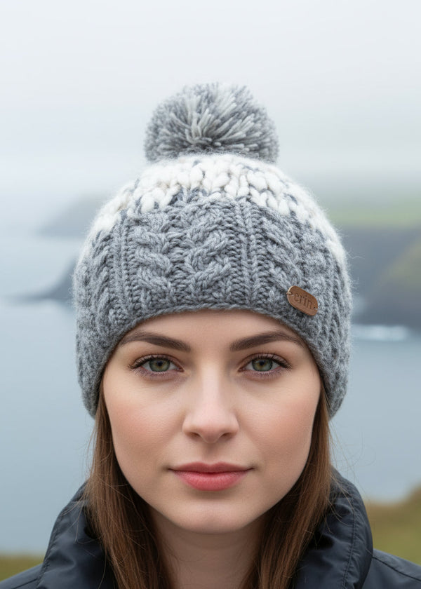 Wool Bobble Flecked Grey Hat