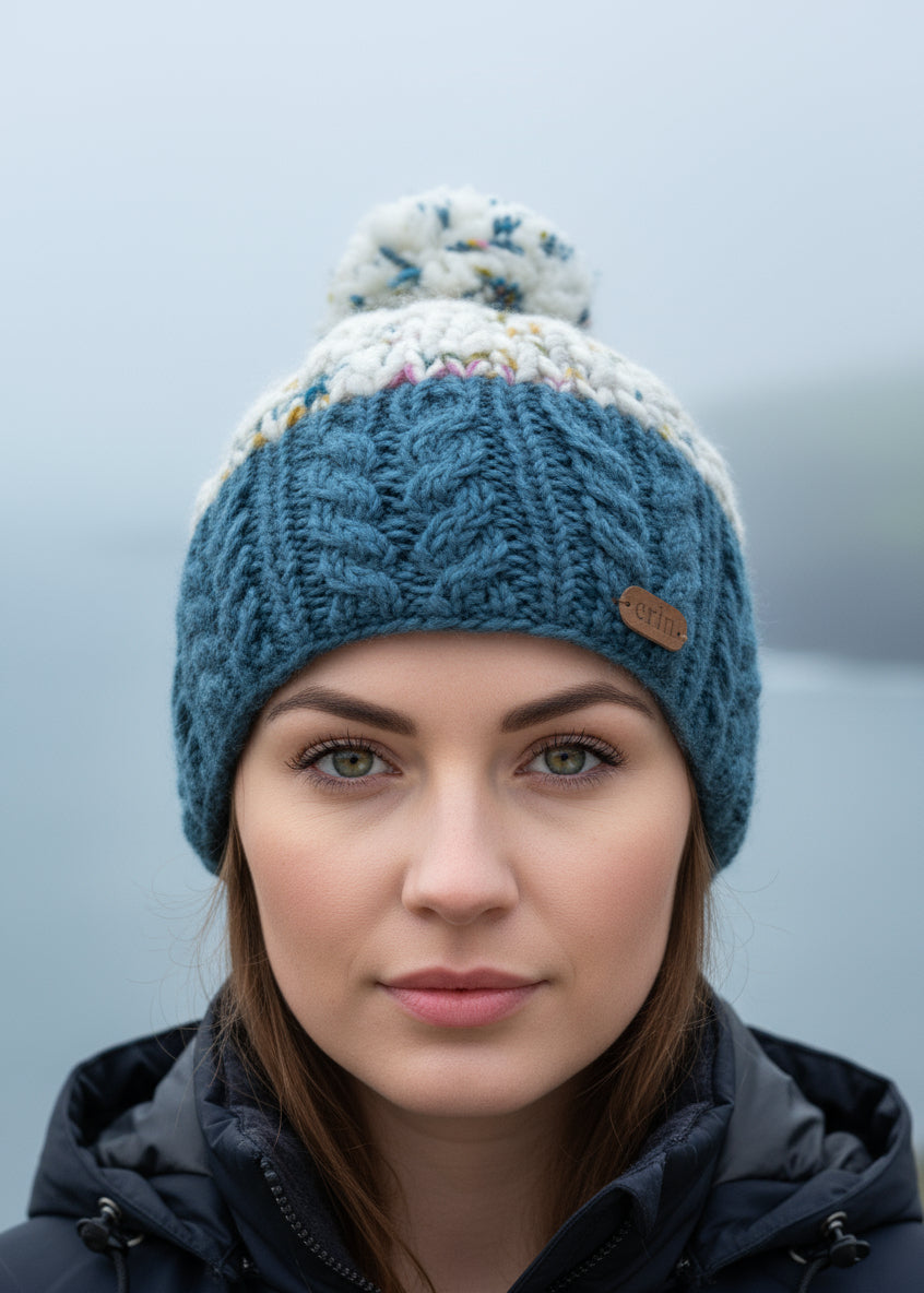 Wool Bobble Flecked Denim Hat
