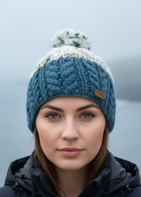 Wool Bobble Flecked Denim Hat