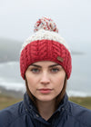 Wool Bobble Flecked Raspberry Hat