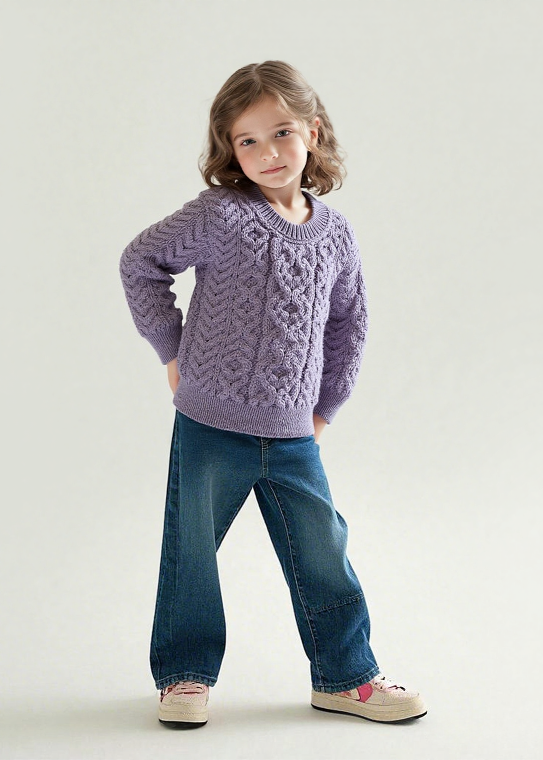 Kids Aran Sweater | Lavender