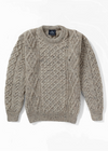 Unisex Aran Wool Sweater | Flecked Oatmeal