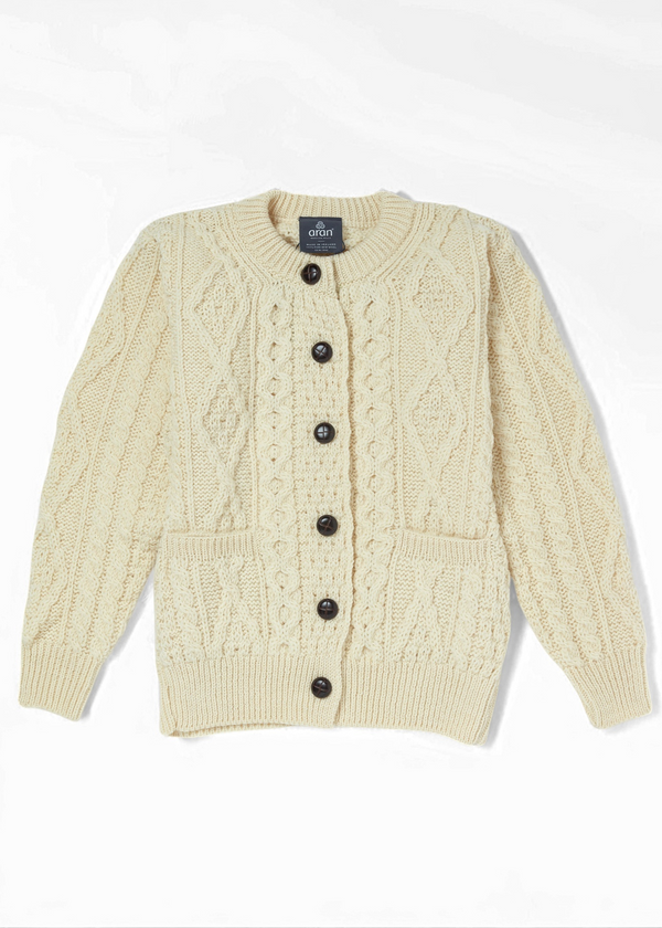 Inagh Ladies Aran Cardigan | Natural