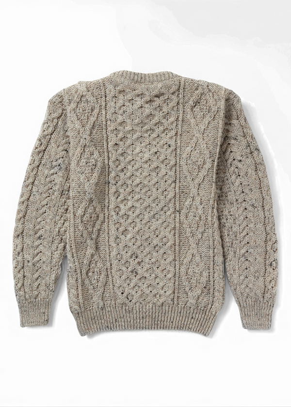 Unisex Aran Wool Sweater | Flecked Oatmeal