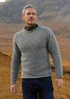 Raheen Tweed Roll Neck Mens Sweater | Grey