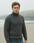 Aran Merino Polo Neck Sweater | Charcoal