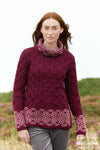 Aran Women's Celtic Design Sweater | Wine