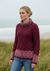 Aran Women's Celtic Design Sweater | Wine