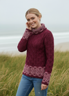Aran Women's Celtic Design Sweater | Wine